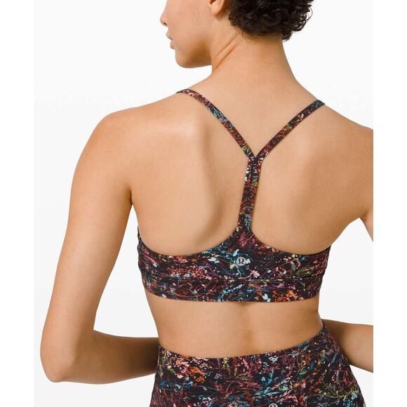 LULULEMON low Y Bra Nulu Light Support B/C Cup Size 4 Foliage Overlay Multi - Picture 2 of 6